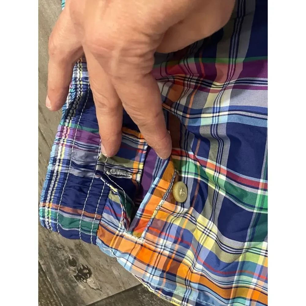 Polo Ralph Lauren Madras Plaid Swim Trunks XXL Navy Multicolor Quick Dry